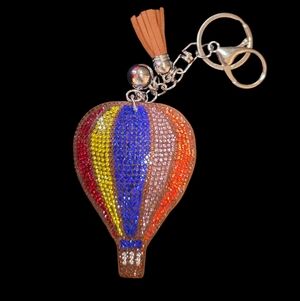 Sparkly Hot Air Balloon Rhinestone Bag Charm & Keychain